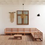 Set mobilier de grădină, 9 piese, maro miere, lemn masiv de pin GartenMobel Dekor