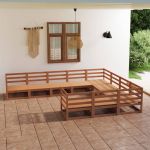 Set mobilier relaxare de grădină, 10 piese, lemn masiv de pin GartenMobel Dekor