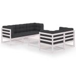 Set mobilier de grădină cu perne, 6 piese, lemn masiv de pin GartenMobel Dekor