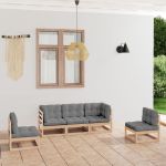 Set mobilier de grădină, 5 piese, cu perne, lemn masiv de pin GartenMobel Dekor