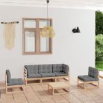 Set mobilier de grădină cu perne, 6 piese, lemn masiv de pin GartenMobel Dekor