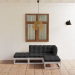 Set mobilier de grădină cu perne, 4 piese, lemn masiv de pin GartenMobel Dekor