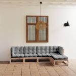 Set mobilier de grădină, 5 piese, cu perne, lemn masiv de pin GartenMobel Dekor