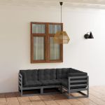 Set mobilier de grădină cu perne, 4 piese, lemn masiv de pin GartenMobel Dekor