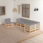 Set mobilier de grădină cu perne, 6 piese, lemn masiv de pin GartenMobel Dekor