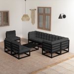 Set mobilier de grădină cu perne, 9 piese, lemn masiv de pin GartenMobel Dekor