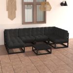 Set mobilier de grădină cu perne, 7 piese, lemn masiv de pin GartenMobel Dekor