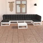 Set mobilier de grădină cu perne, 8 piese, lemn masiv de pin GartenMobel Dekor