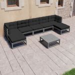 Set mobilier grădină cu perne, 8 piese, lemn masiv de pin GartenMobel Dekor