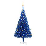 Brad Crăciun pre-iluminat cu set globuri, albastru, 180 cm, PVC GartenMobel Dekor