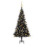 Brad Crăciun pre-iluminat cu set globuri, negru, 120 cm, PVC GartenMobel Dekor