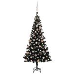 Brad Crăciun pre-iluminat cu set globuri, negru, 180 cm, PVC GartenMobel Dekor
