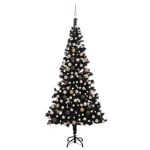 Brad Crăciun pre-iluminat cu set globuri, negru, 210 cm, PVC GartenMobel Dekor