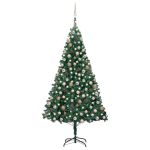 Brad Crăciun artificial pre-iluminat, set globuri, verde 240 cm GartenMobel Dekor