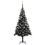 Brad Crăciun pre-iluminat cu set globuri, negru, 240 cm, PVC GartenMobel Dekor