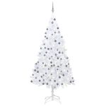 Brad Crăciun pre-iluminat artificial set globuri alb 210 cm PVC GartenMobel Dekor