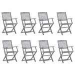 Scaune pliabile de exterior, 8 buc., lemn masiv de acacia GartenMobel Dekor