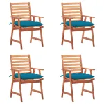 Scaune de exterior cu perne, 4 buc., lemn masiv de acacia GartenMobel Dekor