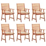 Scaune de exterior cu perne, 6 buc., lemn masiv de acacia GartenMobel Dekor