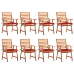 Scaune de exterior cu perne, 8 buc., lemn masiv de acacia GartenMobel Dekor