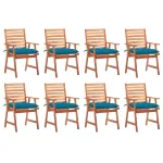 Scaune de exterior cu perne, 8 buc., lemn masiv de acacia GartenMobel Dekor
