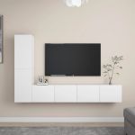 Set dulapuri TV, 4 piese, alb, lemn prelucrat GartenMobel Dekor