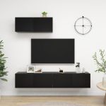 Set dulapuri TV, 3 piese, negru, lemn prelucrat GartenMobel Dekor