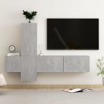 Set de dulapuri TV, 3 piese, gri beton, lemn prelucrat GartenMobel Dekor