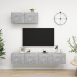 Set de dulapuri TV, 3 piese, gri beton, lemn prelucrat GartenMobel Dekor