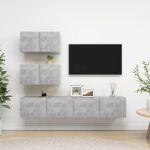 Set de dulapuri TV, 4 piese, gri beton, lemn prelucrat GartenMobel Dekor