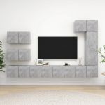 Set de dulapuri TV, 8 piese, gri beton, lemn prelucrat GartenMobel Dekor