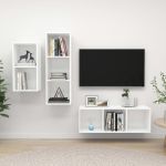 Set de dulapuri TV, 3 piese, alb, lemn prelucrat GartenMobel Dekor