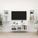 Set de dulapuri TV, 3 piese, alb, lemn prelucrat GartenMobel Dekor