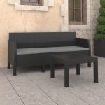 Set mobilier de grădină cu perne, 2 piese, antracit, PP ratan GartenMobel Dekor