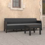 Set mobilier de grădină cu perne, 2 piese, antracit, PP ratan GartenMobel Dekor