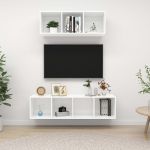 Set de dulapuri TV, 2 piese, alb, lemn prelucrat GartenMobel Dekor