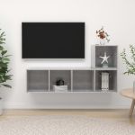 Set de dulapuri TV, 2 piese, gri beton, lemn prelucrat GartenMobel Dekor