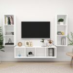 Set de dulapuri TV, 3 piese, alb, lemn prelucrat GartenMobel Dekor