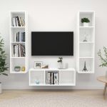 Set de dulapuri TV, 3 piese, alb, lemn prelucrat GartenMobel Dekor