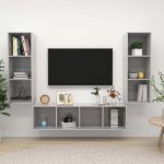 Set de dulapuri TV, 3 piese, gri beton, lemn prelucrat GartenMobel Dekor