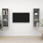 Dulapuri TV suspendate, 2 buc, gri beton, lemn prelucrat GartenMobel Dekor