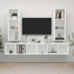 Dulapuri TV suspendate, 4 buc. alb, lemn prelucrat GartenMobel Dekor