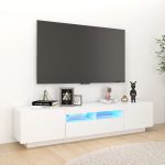 Comodă TV cu lumini LED, alb, 180x35x40 cm GartenMobel Dekor