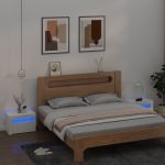 Noptiere cu LED-uri, 2 buc., alb, 60x35x40 cm GartenMobel Dekor