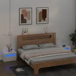 Noptiere cu LED-uri, 2 buc., alb, 60x35x40 cm GartenMobel Dekor