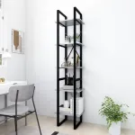 Bibliotecă cu 5 rafturi gri beton, 40x30x175 cm, lemn prelucrat GartenMobel Dekor