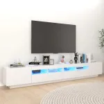 Comodă TV cu lumini LED, alb, 260x35x40 cm GartenMobel Dekor