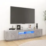 Comodă TV cu lumini LED, gri beton, 180x35x40 cm GartenMobel Dekor