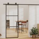 Ușă glisantă cu set feronerie, 76x205 cm, sticlă ESG/aluminiu GartenMobel Dekor