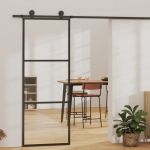 Ușă glisantă cu set feronerie, 76x205 cm, sticlă ESG/aluminiu GartenMobel Dekor